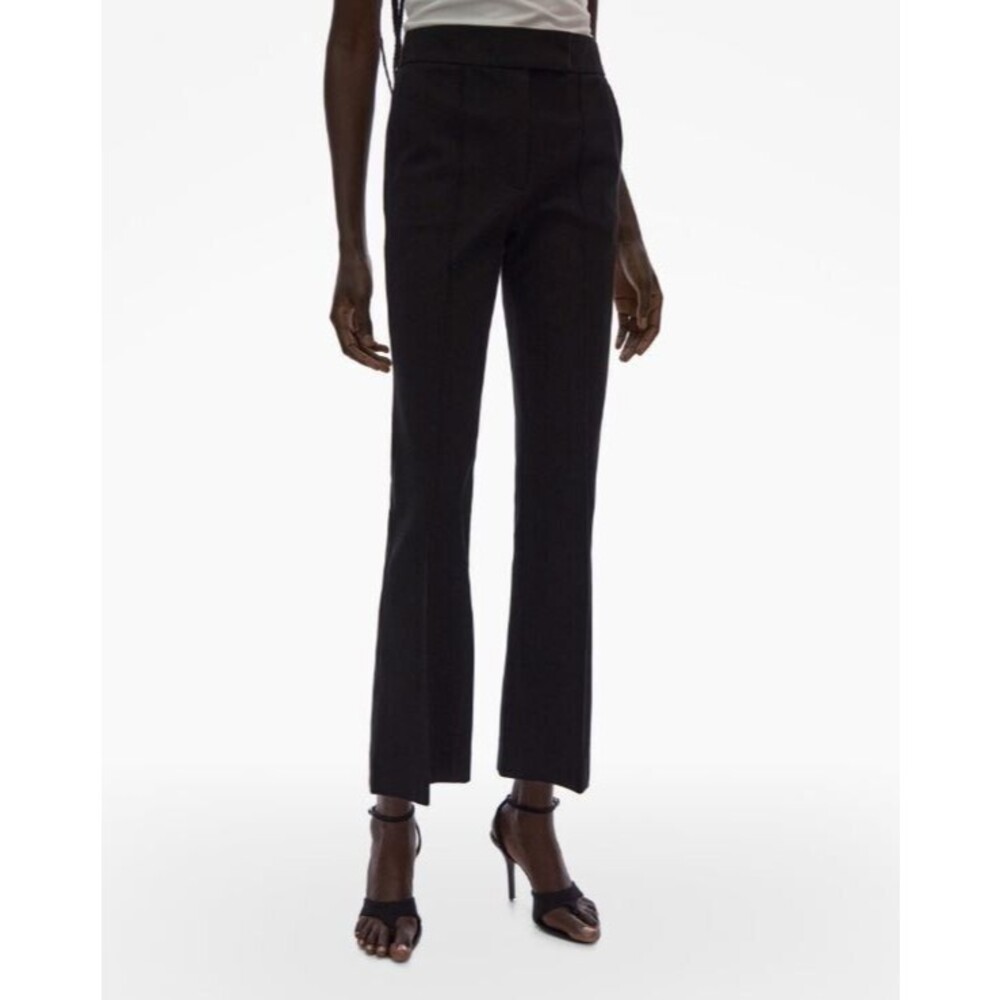 Helmut Lang Cropped Bootcut Pant Women's 4 Black Trousers Permanent Crease